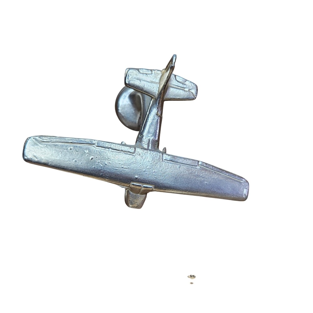 Vtg Airplane Auto Car Motorcycle‎ Hood Ornament Monoplane Mascot Cast Metal Art